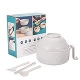 Microwavable Bowls with Lid Set, Microwave Ramen Cooker for Dorm Room Essentials, Bamboo Fiber Instant Noodle Bowl, Ramen Bowl With Chopsticks, Soup Bowl for Noodles, Dishwasher-Safe ​(White）