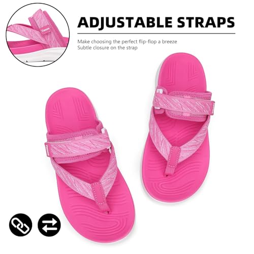 Image of Womens Platform Arch Support Flip Flops | Summer Wedge orthotic Slide Sandals footbed Thong Sandals for Pool Beach
