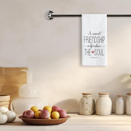 TNUW A Sweet Friendship Refreshes The Soul Kitchen Towels 16X24In, Gift for Friend Woman, Christian Gifts for Women Men, Hand Tea Towels for Kitchen Bathroom Decor - Image 2