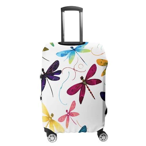 Suitcase Covers for Luggage Washable Luggage Cover Colorful Dragonfly Luggages Wheel Covers Elastic Travel Carry On Suitcase Cover Travel Luggages Protector Sleeve Fit 29-32 Inch S4