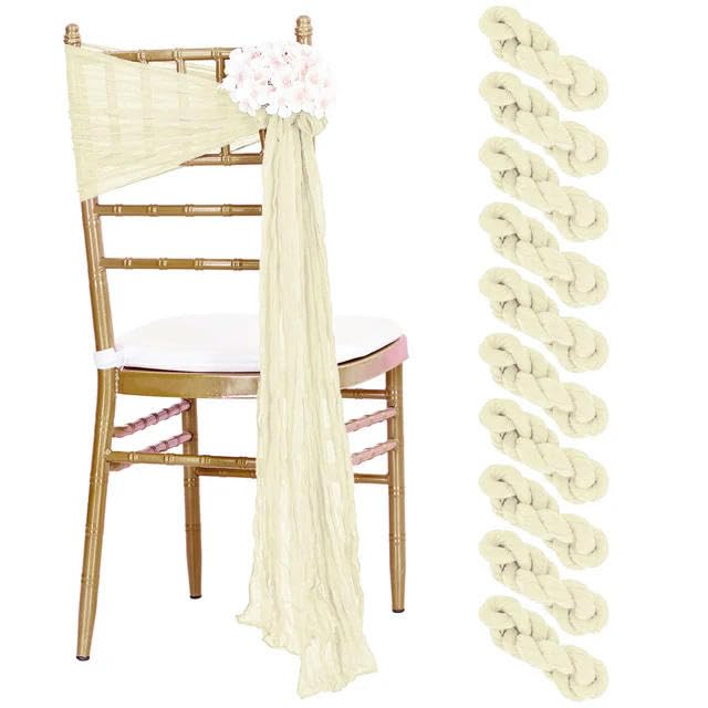 Ceintures de chaise en gaze de coton vert sauge pour sublimer vos tables de réception bohème