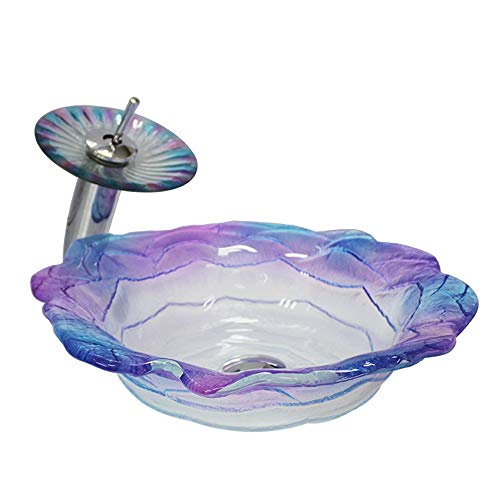 Bassin de salle de bains blanc moderne en verre avec robinet complet pour rénovation moderne
