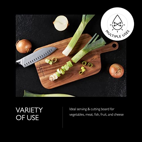 Cole & Mason Barkway Small Chopping Board with Handle, Acacia Wood, Double Sided Wooden Board/Cutting Board/Serving Board - Image 3
