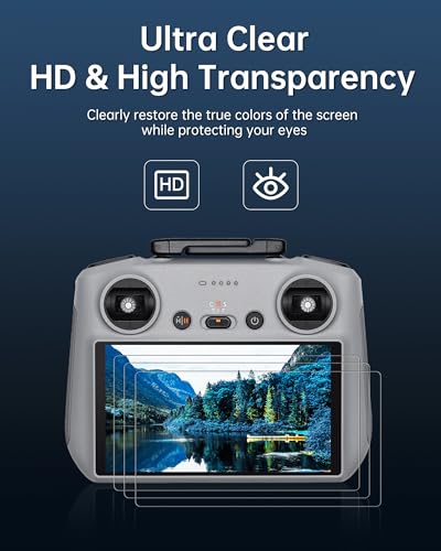 lktop 3 pack rcrc 2 screen protector for dji rcrc2 controller accessories mini 4 pro hd tempered glass mini 5 pro film mini 3 pro screen cover for dji mini 543 mavic 3 air 3 flip series drone
