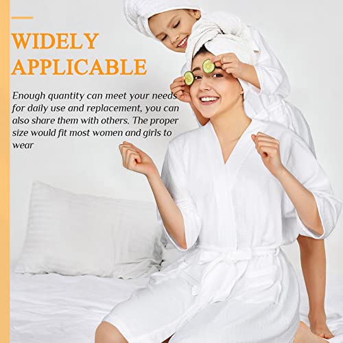 Newcotte 4 Pcs Lightweight Women Waffle Spa Robes White Lightweight Short Bridesmaids Robes Soft Thigh Length Bathrobes for Bride Bachelorette Party4