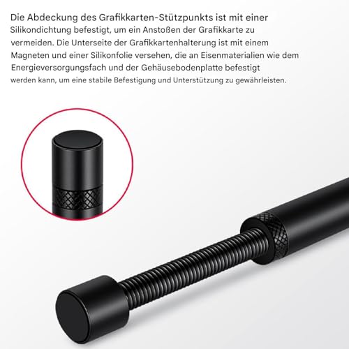 Soporte para tarjetas gráficas - Soporte para GPU con soporte hembra | Base de aluminio magnético | Soporte para tarjetas gráficas a prueba de flexión para pequeñas carcasas ITX | Ajustable, estable - imagen 4