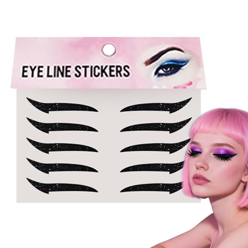 Parches Calcomanías Delineador Para Mujeres | Parches de Sombra de Ojos y Pestañas, Portátiles Para Viaje Escenarios Y Baile 10 Unidades Impermeables