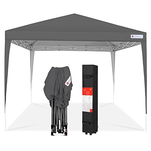 Best Choice Products 10x10ft Pop Up Canopy Outdoor Portable Folding Instant Lightweight Gazebo Shade Tent w/Adjustable Height, Wind Vent, Carrying Bag - Dark Gray