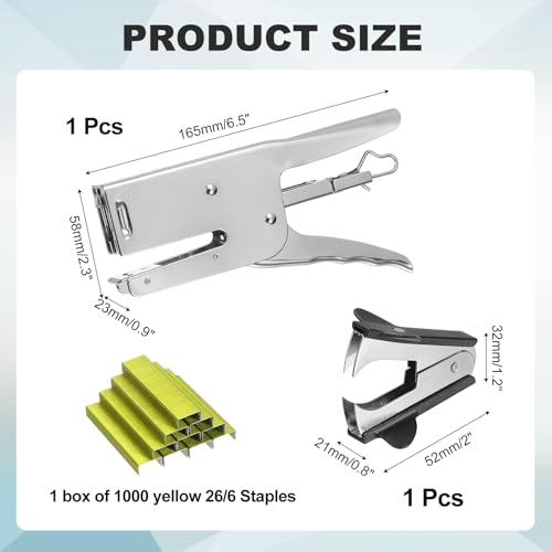 Engrapadora de mesa resistente PATIKIL tipo alicate con 1000 grapas amarillas 26/6 2