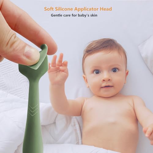 Baby Diaper Cream Spatula Applicator, 4 Pack Baby Butt Paste Spatula Diaper Cream Brush for Newborn Baby, 2 Large and 2 Mini Sizes (Green, gray)
