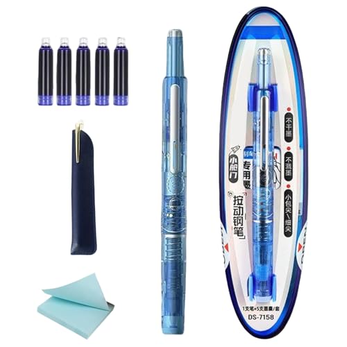 Pluma estilográfica retráctil, bolígrafos de escritura de tinta recargables, plumas estilográficas para escribir, punta suave, herramienta sin fugas, para bocetos, letras, resaltado, diario