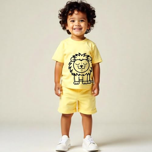 Image of minicult kids Kids Cotton Shorts and Matching Tshirt Coord clothing set with Cute Prints Clothing Set (200gsm Cotton Fabric)(pack of 2)