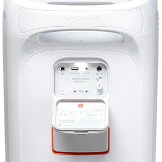 JBL PartyBox Stage 320 - Altoparlante portatile per feste con manico telescopico e ruote larghe e robuste, potente suono professionale, spettacolo di luci futuristico, fino a 18 ore di gioco,