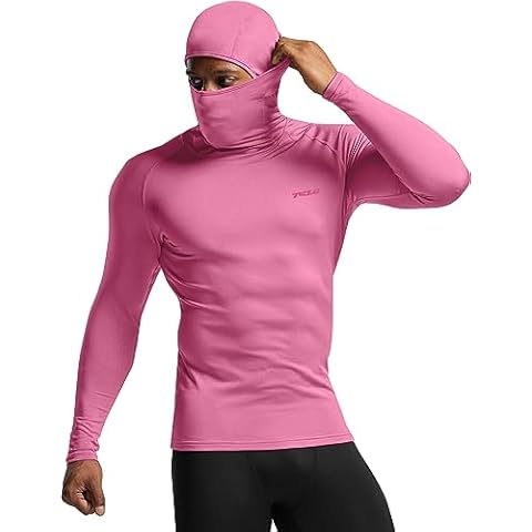 TSLA Men's Thermal Compression Hoodie with Face Cover Cover