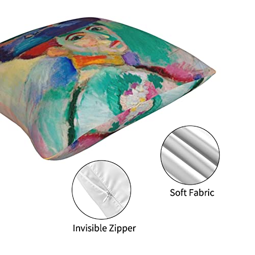 HOSTECCO Art Pillow Covers 18x18 Inch Set of 4 Henri Matisse Painting Pillow Cases Harmony in Red Sorrow of The King Fauvism Decorative Cushion Covers for Sofa Couch