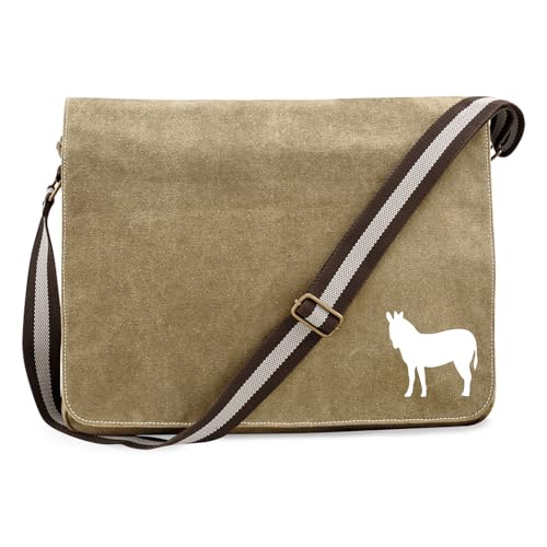 Huuraa Umhängetasche Esel Silhouette 14 Liter Sahara Canvas Laptoptasche Geschenkidee