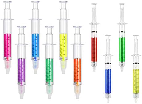 4 Syringe Ballpoint Pens + 6 Multicolor Syringe Highlighters Novelty Fluorescent Needle Watercolor Pen for kids, Nursing Student School Supplies, Birthdays, Children's Day, and Party Favor Gifts (10)