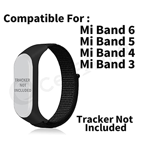 Image of CellFAther Nylon Wristband Strap Compatible for Mi Band 6 /5 /4 /3 Adjustable Sport Wristband Synthetic Fabric Strap (Black)