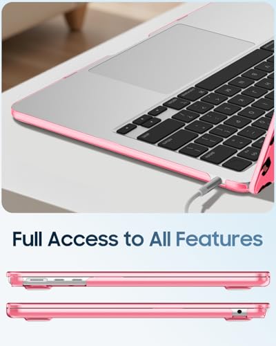 Image of Fintie Case for MacBook Air 13.6 A3449 /A3240 /A3113 /A2681, Pink Leopard | 2022-2026, M2 /M3 /M4 /M5, Snap-On Shell Cover, Full Port Access, Easy On /Off, Lightweight