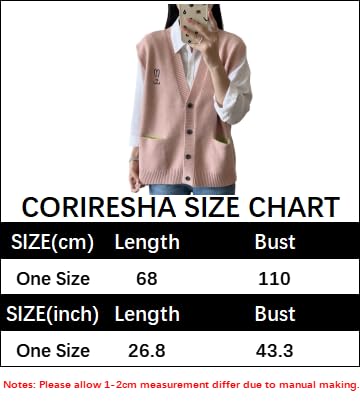 Image of CORIRESHA Girl Cute Cat Rabbit Embroidered Sweater Vest Button Sleeveless Knit Cardigan