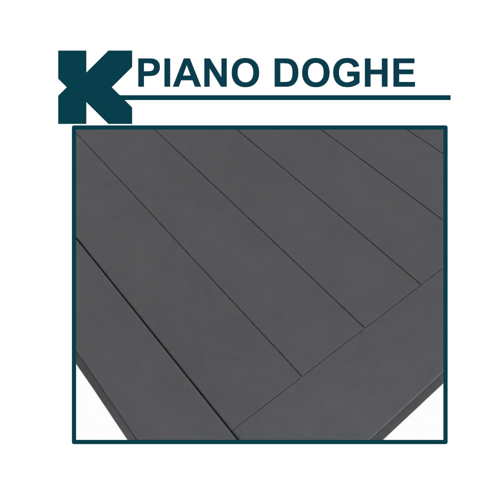 Tavolo Allungabile da Esterno Aliseo Antracite in Alluminio Verniciato a Polvere, Piano in Doghe, Apertura Telescopica, da Assemblare, 200/300 x 110 x 77,5 cm