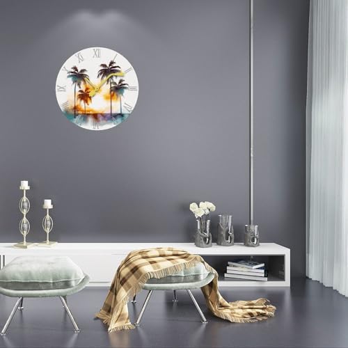 Horloge silencieuse motif palmiers pour créer un salon zen et moderne - 4