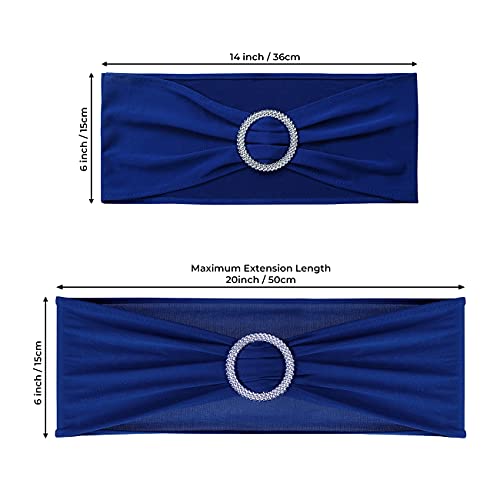 Babenest Spandex Chair Sashes Bows 50PCS Premium Stretch Chair Cover Band with Buckle Slider Universal Elastic Chair Ties for Wedding Party Ceremony Reception Banquet Decoration (Royal Bule) - Image 4