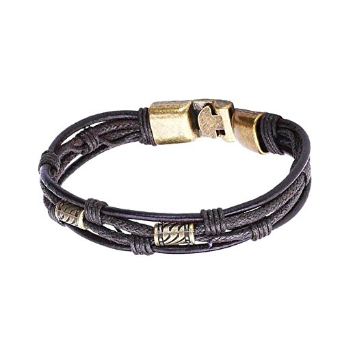 Pulsera piel marrón oro para hombre Surfer Syle joyas 21,5 cm Cover
