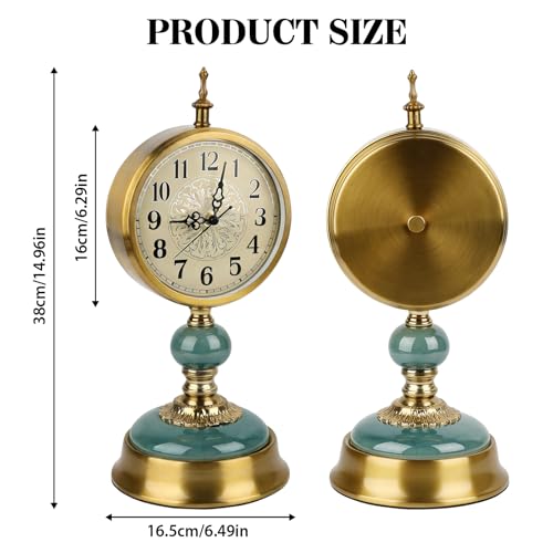 CISSIYOG Vintage Tischuhr Gold, Antike Metall Schreibtischuhr Batteriebetrieben für Kaminsims, Wohnzimmer, Tischdekoration, Schlafzimmer, Wohnzimmer