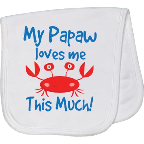 inktastic My Papaw Loves Me Grandson Crab Baby Burp Cloth White 45bce