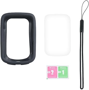 Silicone Protective Case for iGPSPORT BSC200/BSC200s/BSC300 Cycle Computer, Shockproof Soft Cover with HD Screen Film and Lanyard, Anti-Slip GPS Bike Computer Skin, BlackBlack