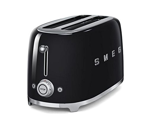 Smeg TSF02BLUS 50's Retro Style Aesthetic 4 Slice Toaster, Black