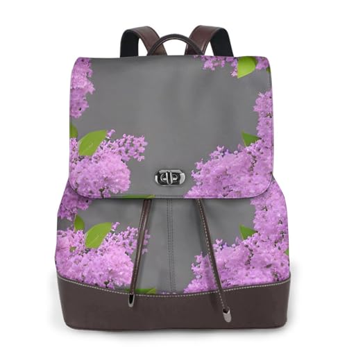 Sac à dos femme en cuir imprimé lilas : noir et polyvalent pour voyage et loisirs