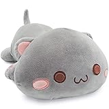 Onsoyours Cute Kitten Plush Toy Stuffed Animal Pet Kitty Soft Anime Cat Plush Pillow for Kids (Gray A, 25.5')