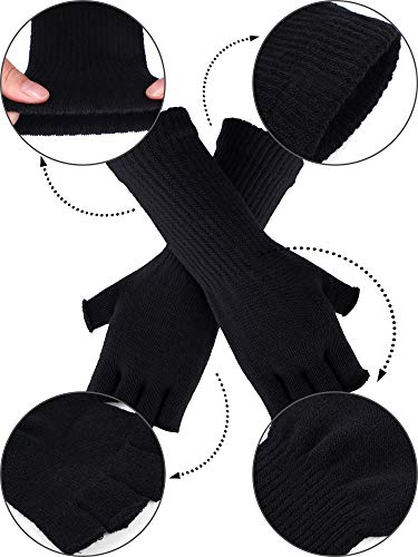 Pangda B07THY4NGF_CA NARF 2 Pairs Unisex Fingerless Gloves Half Finger Stretchy Knit Gloves Lengthen Wrist Mittens Winter Warm Gloves thumb #2