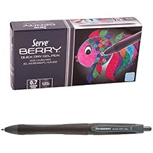 Serve Berry Quick Dry Gel Pen, 12 Pieces, Black, SV-BRGEL07-12SY