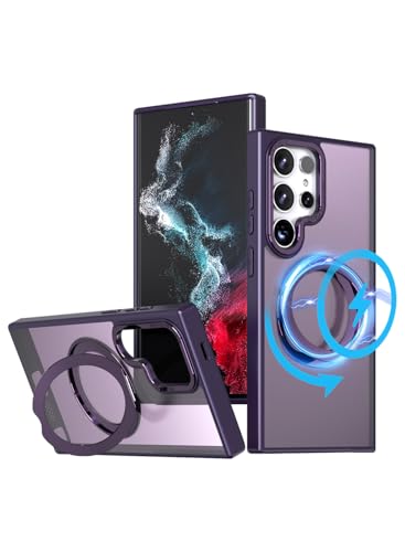 Glassology 360° Rotate Ring Stand Magnetic Case For Samsung Galaxy S24 Ultra (Purple)
