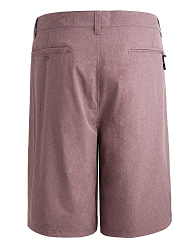 Men’s Amphibian Hybrid Shorts Chino Golf Athletic Casual Quick Dry 21’’ Solid Walk Boardshort Khaki Black (Burgundy, 32) #TOP1