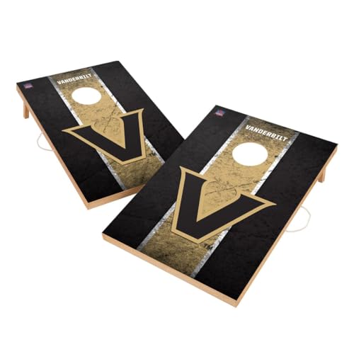 Vanderbilt Cornhole Boards, 2x4 Solid Wood Corn Hole Set, Officially Licensed Cornhole Games, Comes with (2) Boards & (8) Bags