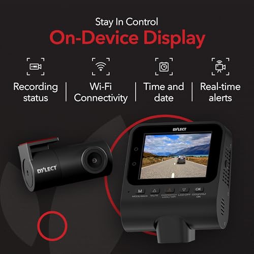 Image of Dylect Sense Smartchoice 4K Max 2 Channel Dash Cam, 4K Front + 1080p Rear, Sony STARVIS 2, ADAS, GPS, Wi-Fi, Night Vision, 140 Wide Angle, Loop Recording, 2.4 inch IPS, 1TB Support