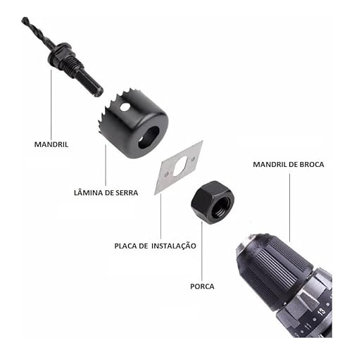 JOGO 16 SERRA COPO MADEIRA GESSO 19MM - 127MM SHARK BLUE