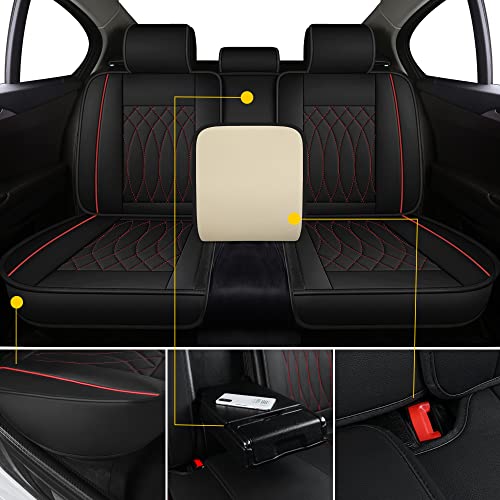 Kvs Leather Car Seat Covers- Automotive Seat Covers Cushions Universal Fit For Most Sedan, Suv, Pick-Up, Waterproof Cooling Auto Interior Accessories, Airbag Compatible (Front Pair, Black &Red) #TOP6