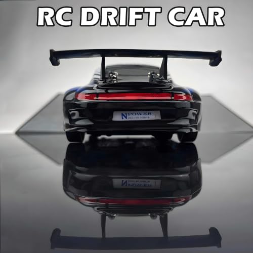 Image of Cable World RC Drift Car for Kids, 2.4GHz Remote Control Car, 4WD Dual Motor, Unbreakable PVC Body, LED Lights, Rechargeable Battery,High Speed RC Car for Kids, Extra Drift & Racing Tyres