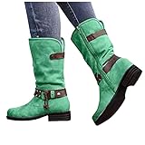  Botte Femme Hiver Bottes De Neige, Bottes Mi-Longues Chaudes En Peau De Daim RéSistantes Au Froid à Fermeture éClair à Talon Bas Bottes Caoutchouc Femme Boots Femme