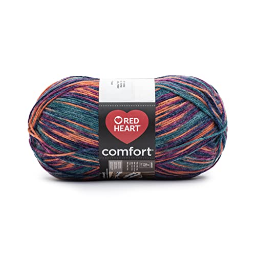 Image of Red Heart Comfort Orange /Navy Magenta Yarn - 1 Pack of 16oz /454g - Acrylic - 4 Medium (Worsted) - 867 Yards - Knitting /Crochet