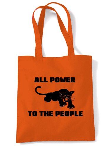 Tribal T-Shirts Women's Panther Party All Power To The People Tote Shoulder Bag Orange