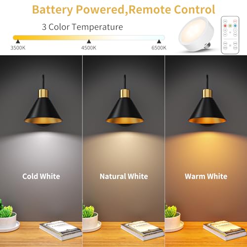 Image of Frideko Rechargeable Wall Sconces Set of Two, 3 Color Dimmable Battery Operated Wall Lights with Remote, Black Wireless Wall Lamp with Timer, Indoor Sconce Lighting for Living Room Bedroom Picture