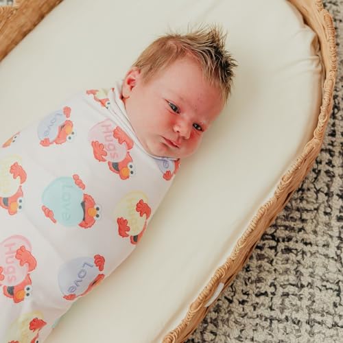 Image of Copper Pearl Swaddle Blankets for Newborns | Soft Stretchy Receiving Blankets for Boys and Girls | Large 46 x 46 Inch Baby Blankets | Lightweight and Breathable Swaddles | Elmo Heart Candies