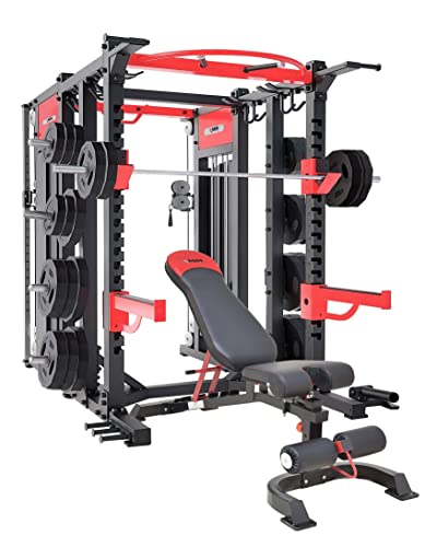 MiM USA Macho 1001, Commercial All in One Gym Machine, Dual Station Multi-User Home Gym, 440 lb Weight Stack & Professional Weight Bench