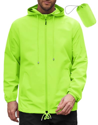 COOFANDY Rain Jacket Men Packable Waterproof Raincoat with Hood Lightweight Windbreaker for Hiking Cycling Golf